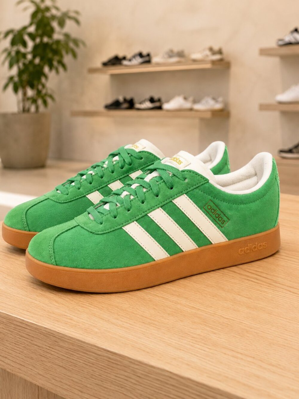 Adidas VL Court 2.0 Green Suede Gum Sole Sneakers Women’s 10 Men’s 9 NWT
